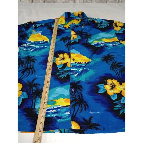 Box Office Island Men's Aloha Blue Hawaiian Shirt Size L Surfer Excellent Cond - Picture 8 of 12
